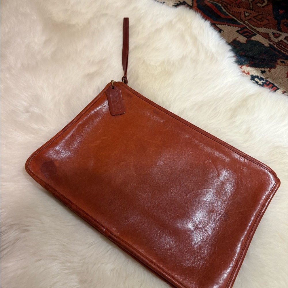 Coach Tan Leather Toiletry Bag